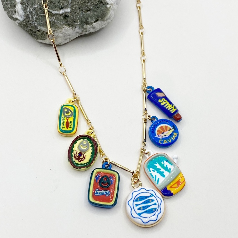 NEW Ceramic Sardine Charm Layering Necklace - Picture 5 of 8